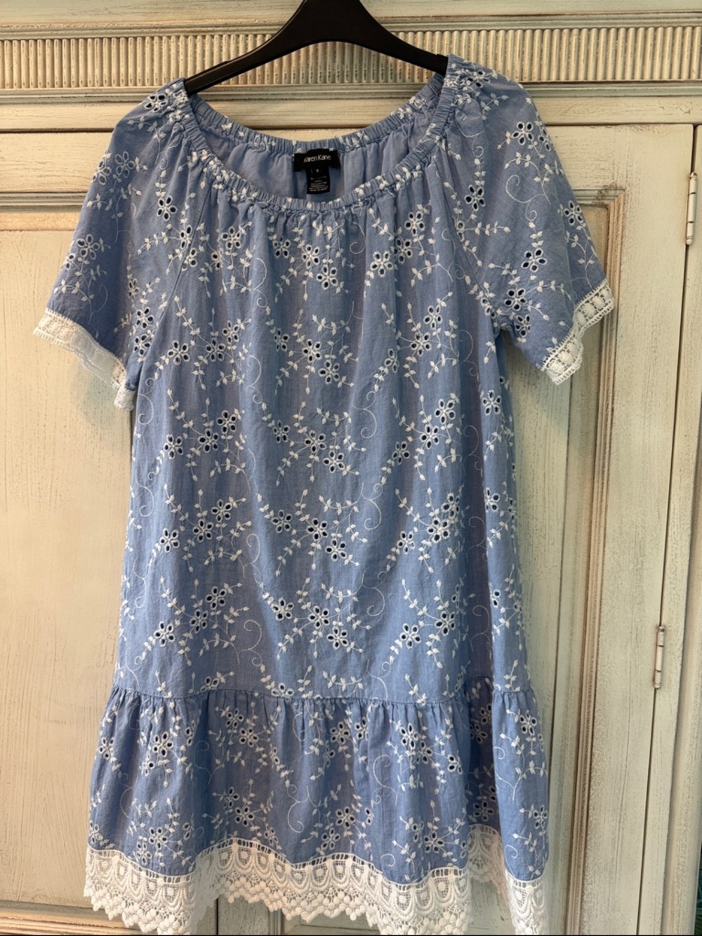 Karen Kane Light Blue Embroidered Eyelet dress